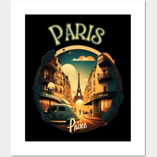 Paris France Travel Street Art - Retro Vintage Posters and Art